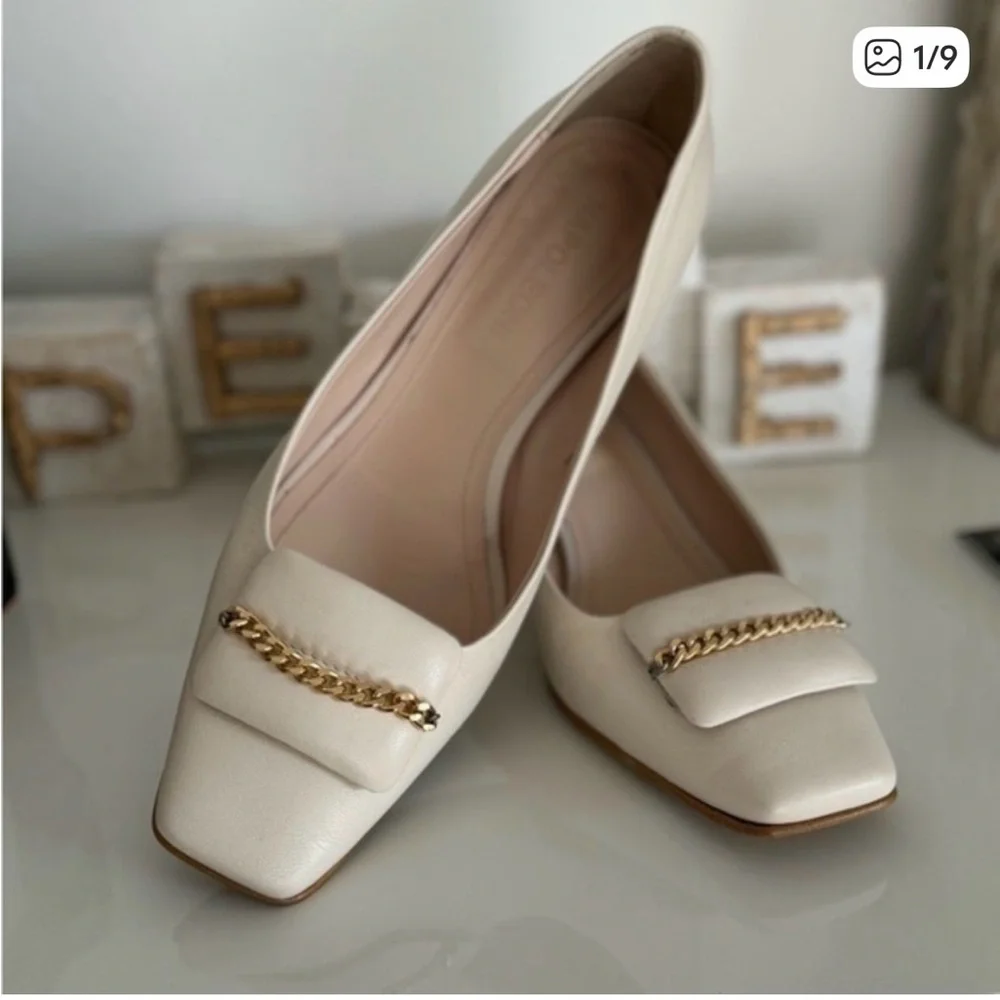 Napoleoni Italy Ivory Leather Heels – EU 39 / US 9 ✨